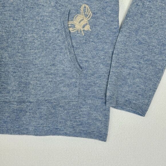 Johnny Was Sovanna Baja 100% Cashmere Embroidered Hoodie Blue Large Boho - Picture 7 of 16